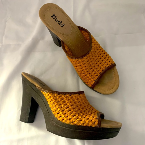 Mudd Natural Woven Leather Platform Mule - Picture 1 of 9
